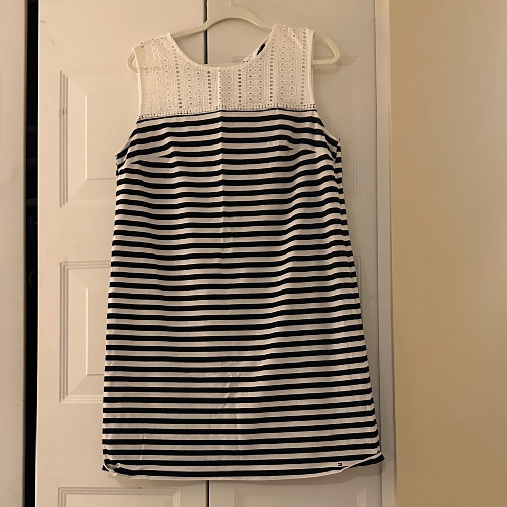 Tommy Hilfiger Black and White Striped Midi Dress